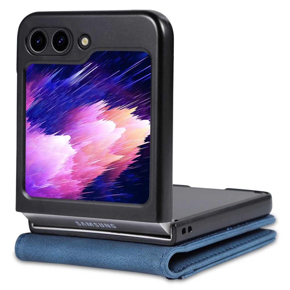 AZNS műanyag borítás PU bőrrel Samsung Galaxy Z Flip5 5G - kék