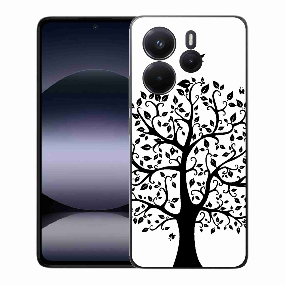Gél borítás mmCase a Xiaomi Redmi Note 14-hez - fekete és fehér fa