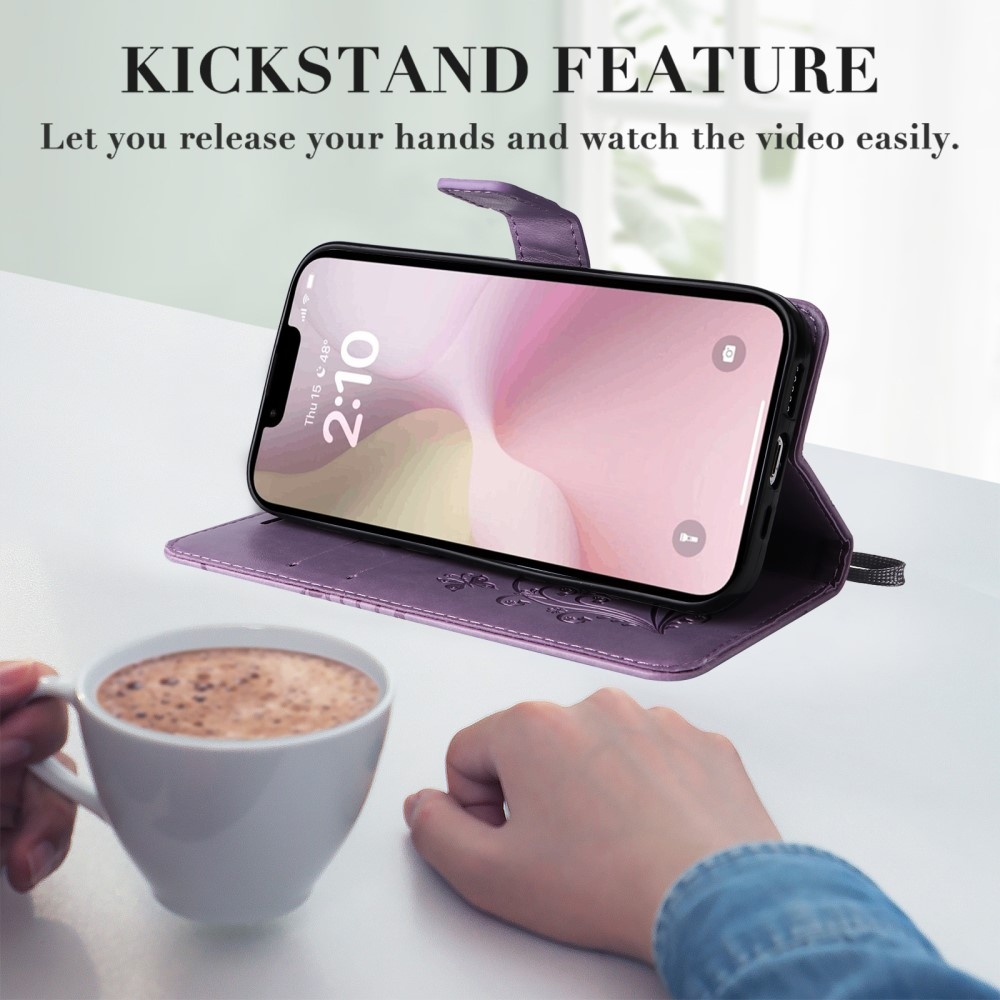 Nagy pillangó könyvtáska iPhone 16e készülékhez - lila