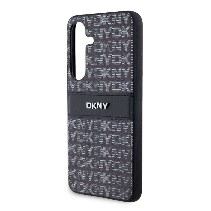 DKNY PC/TPU ismétlődő mintás tonális csíkos hátlap a Samsung S24-hez Fekete