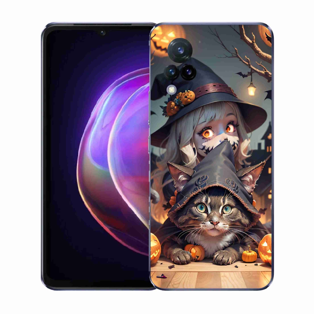 Gél borító mmCase a Vivo V21 4G/5G - boszorkány macskával