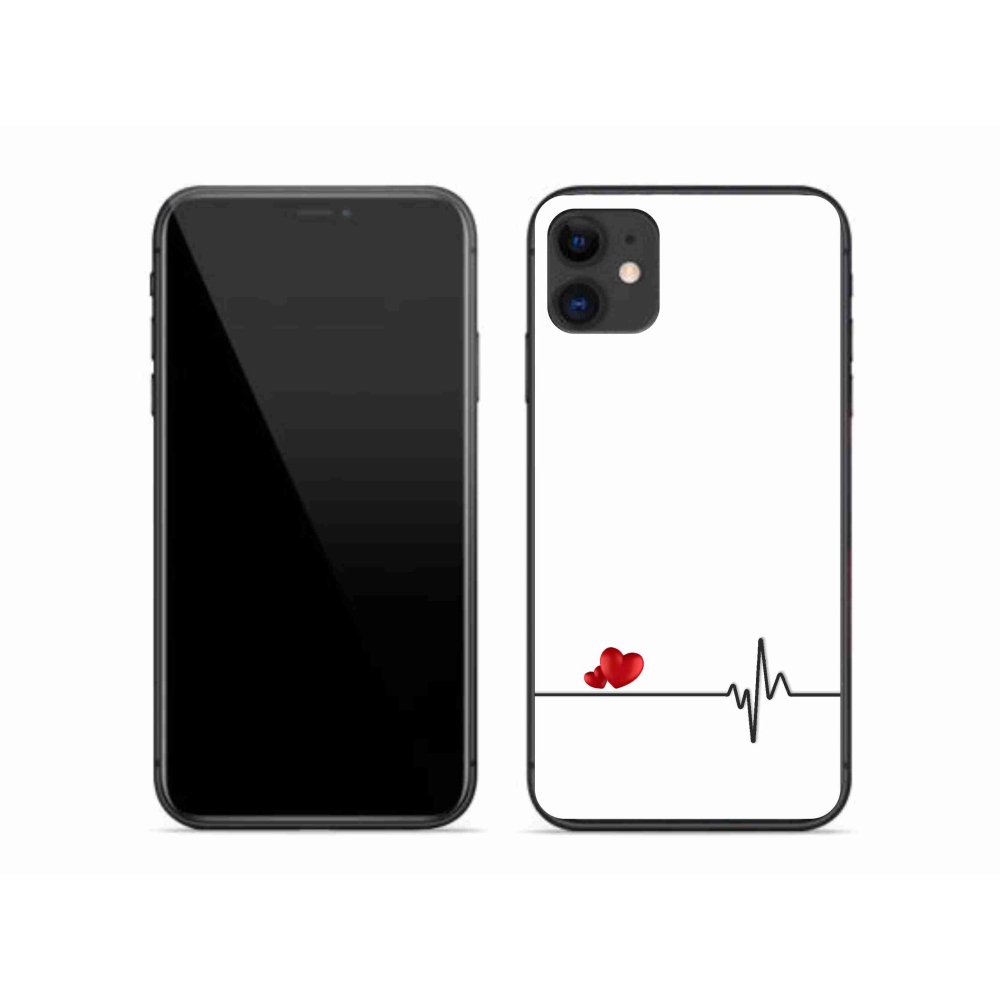 Gél borítás mmCase iPhone 11 készülékhez - szív és szívverés fehér háttérrel