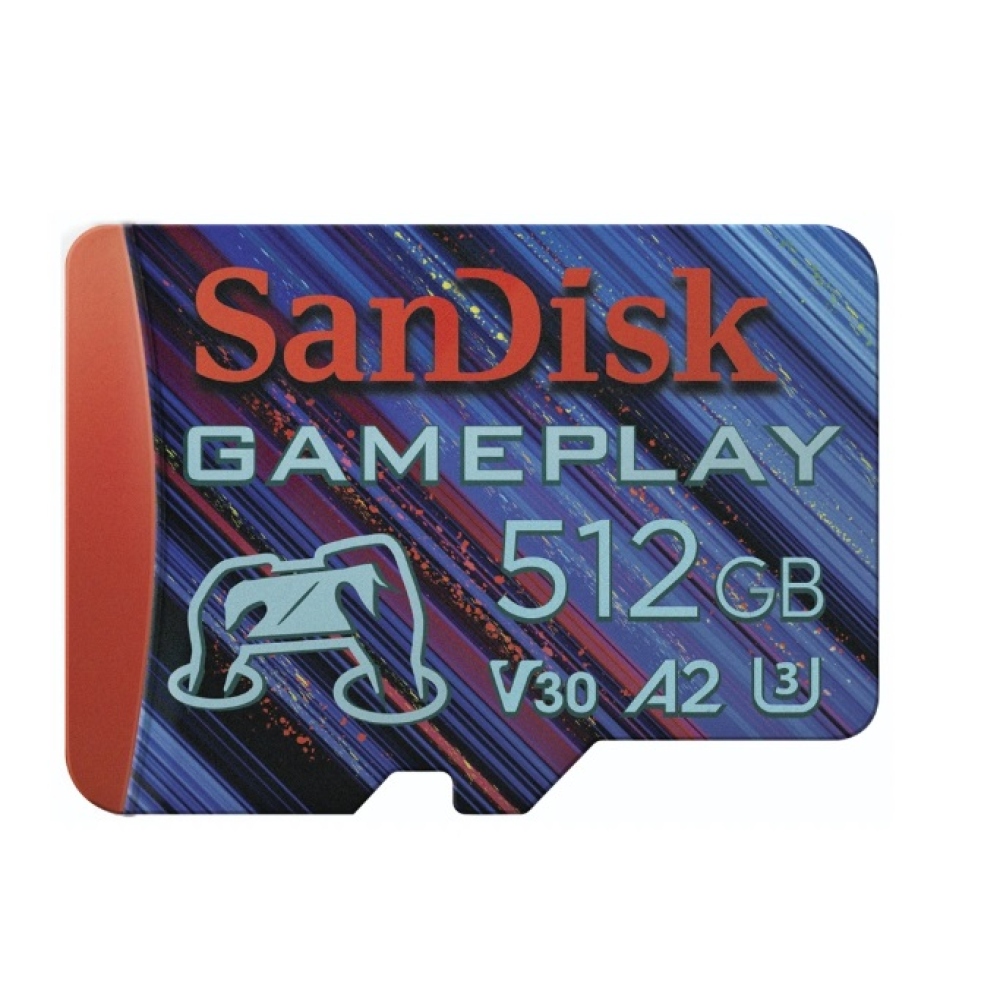 SanDisk GamePlay microSDXC UHS-I kártya, 512 GB Gaming microSDXC, 190 MB/s (olvasás), 130 MB/s (írás)
