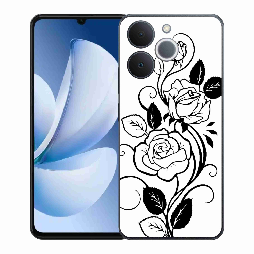 Zselés borítás mmCase a Realme Note 70T-hez - fekete és fehér rózsa