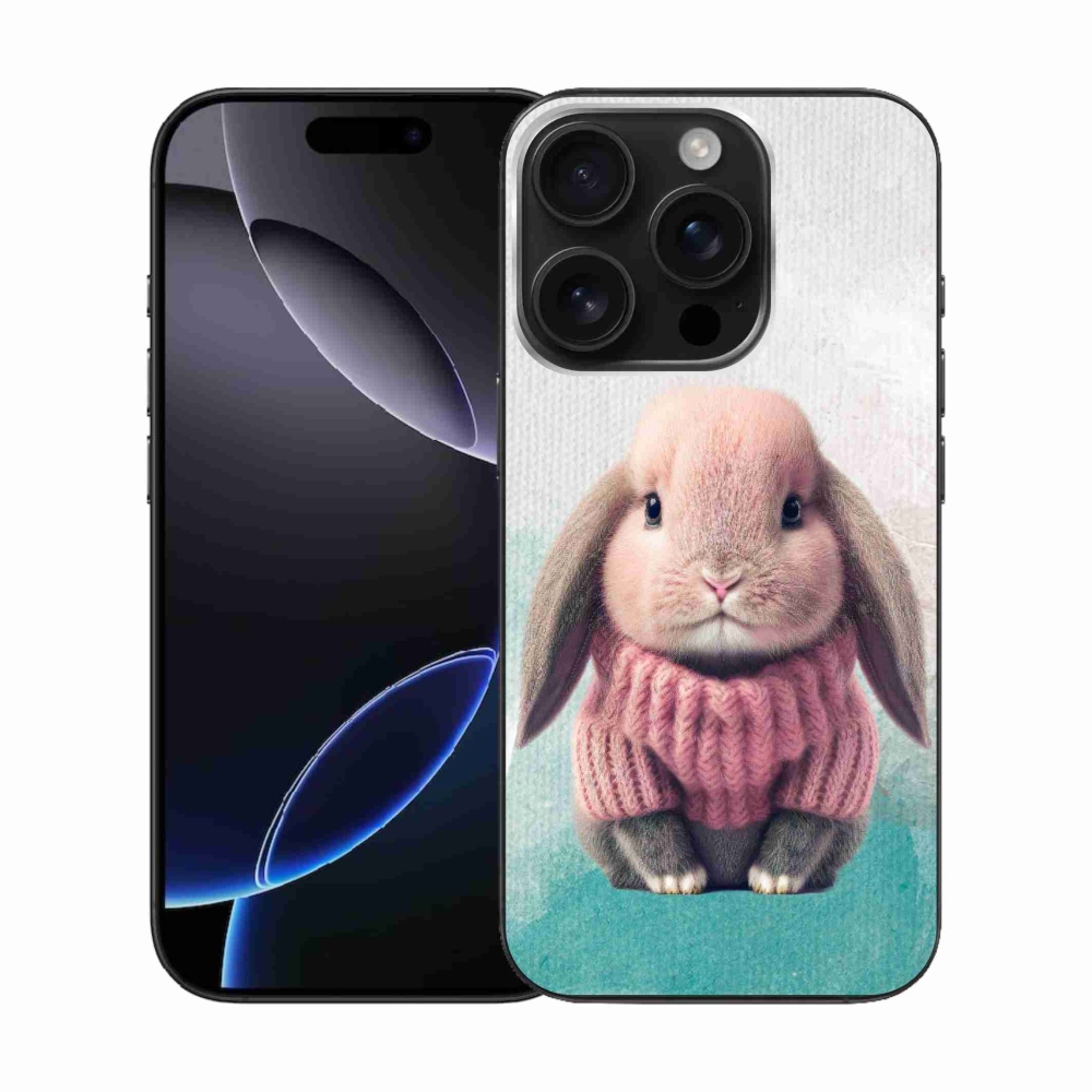 Zselés borítás mmCase iPhone 16 Pro készülékhez - nyúl pulóverben