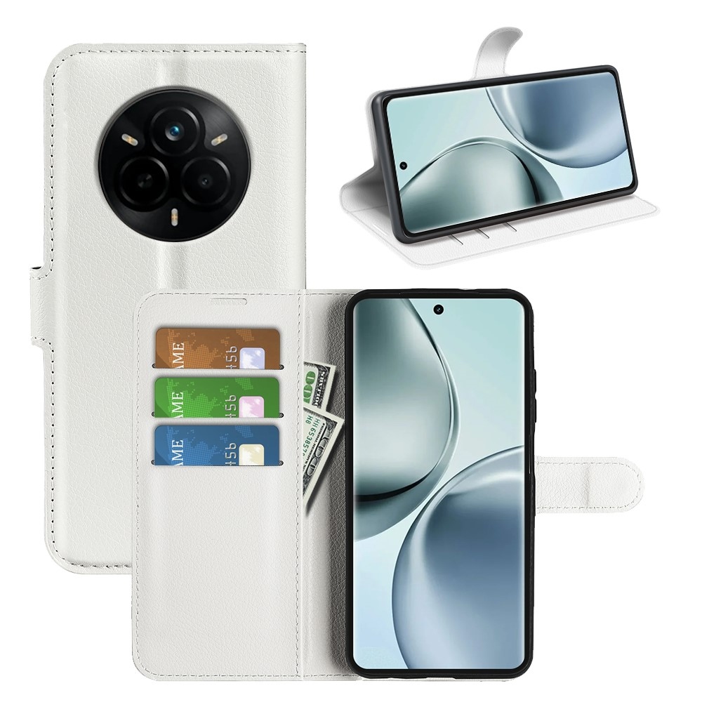 Litchi könyvtáska a Realme 14 Pro 5G készülékhez - fehér