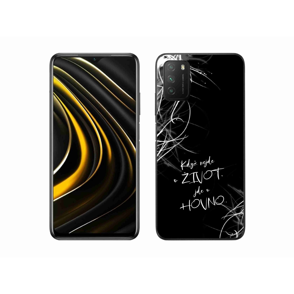 Gél borító mmCase a Xiaomi Poco M3-hoz - vicces szöveg 16 fekete háttér