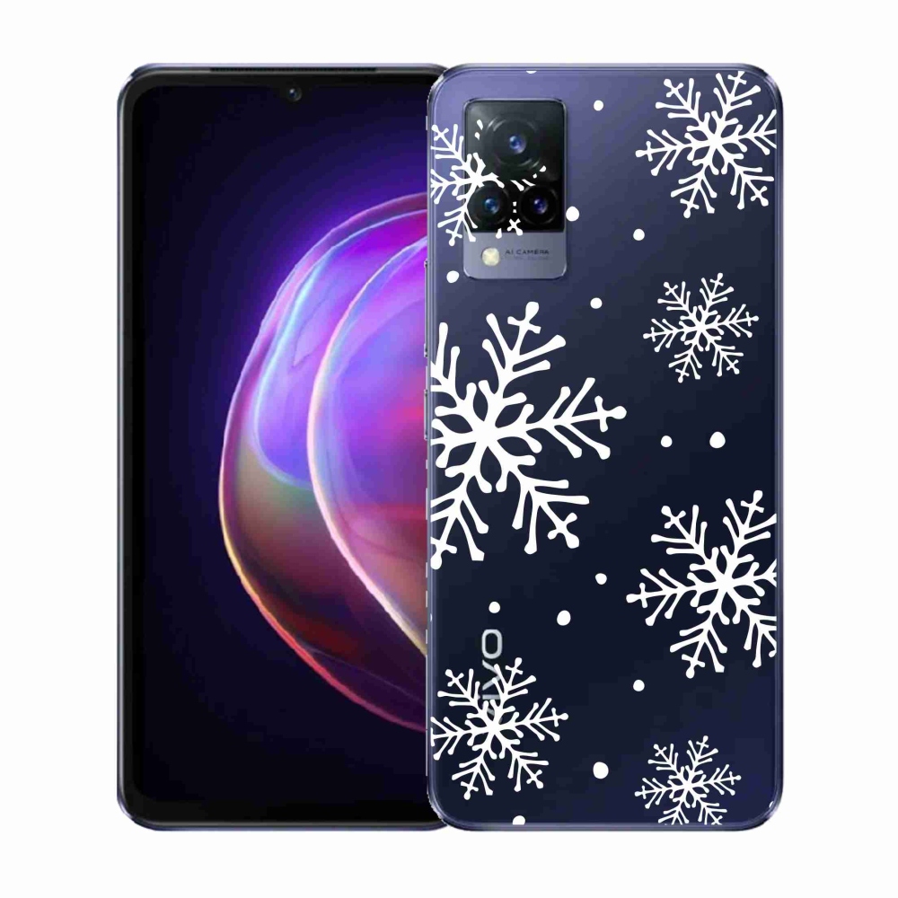 Gél borítás mmCase a Vivo V21 4G/5G készülékre - fehér pelyhek átlátszó háttéren