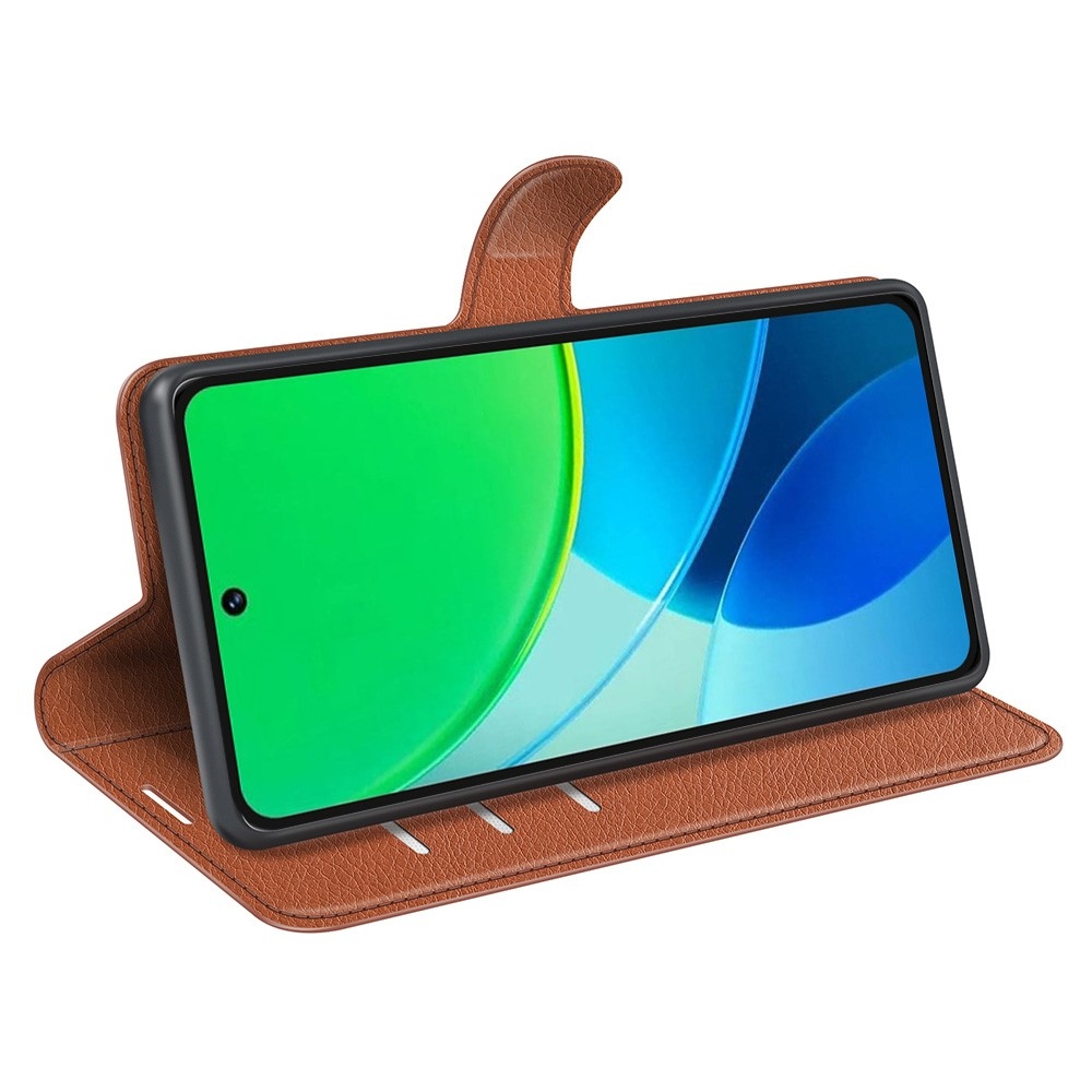 Litchi könyvtáska Vivo Y19s készülékhez - barna