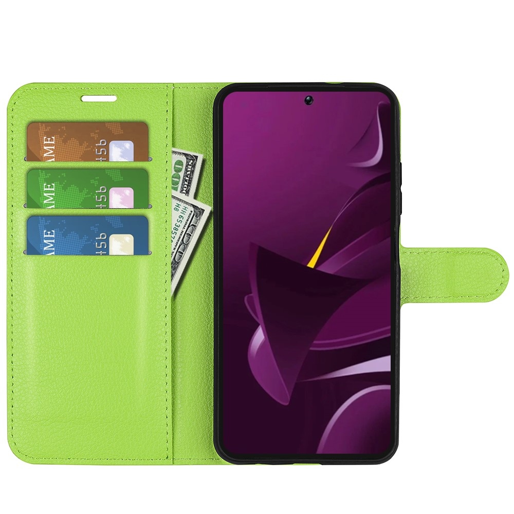 Litchi könyv tok a Xiaomi Poco M7 Pro 5G-hez - zöld