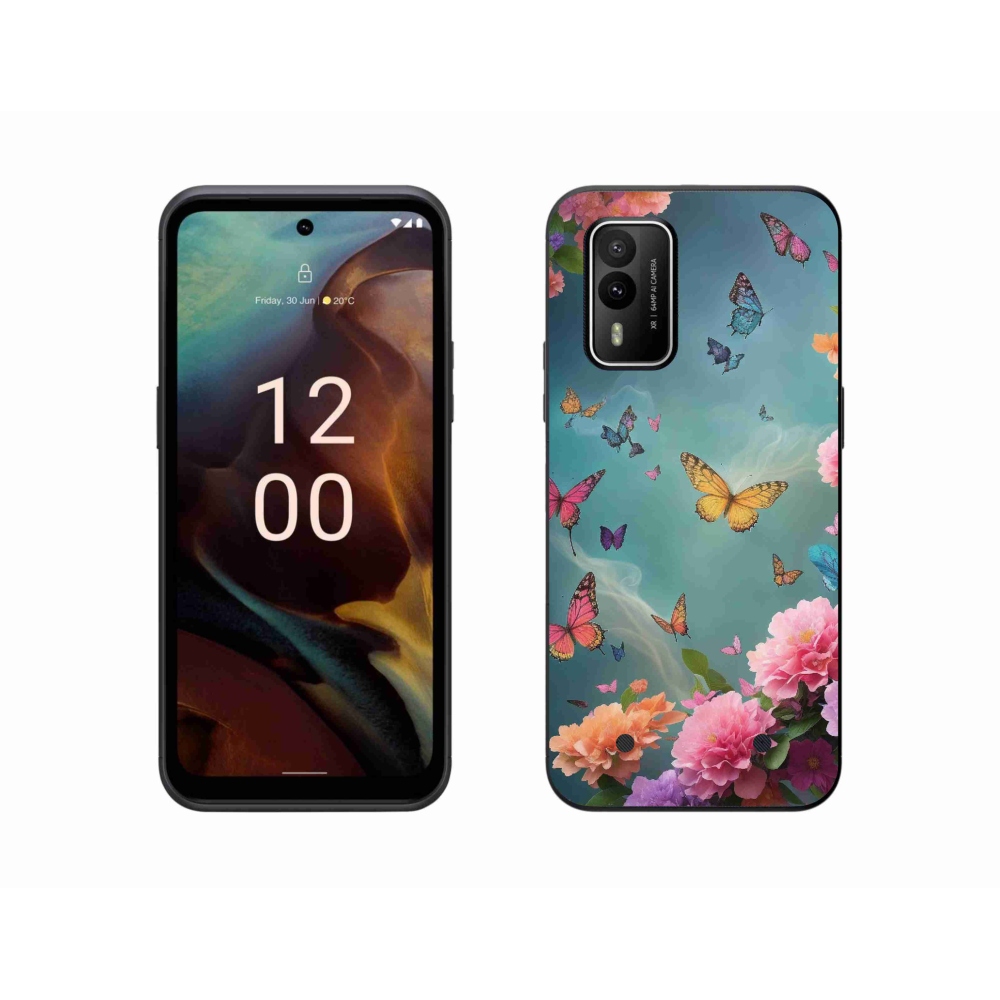 Gél borító mmCase a Nokia XR21 készülékhez - színes virágok és pillangók