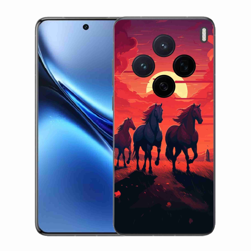 Zselés borítás mmCase a Vivo X200 5G-hez - lovak és naplemente