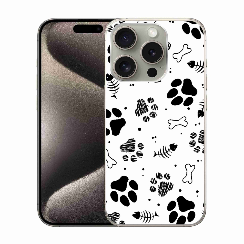 Zselés borítás mmCase iPhone 15 Pro készülékhez - kutyamancsok 1