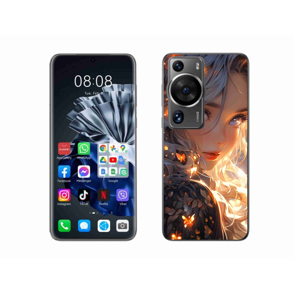 Gél borítás mmCase a Huawei P60 Pro számára - lány és pillangók