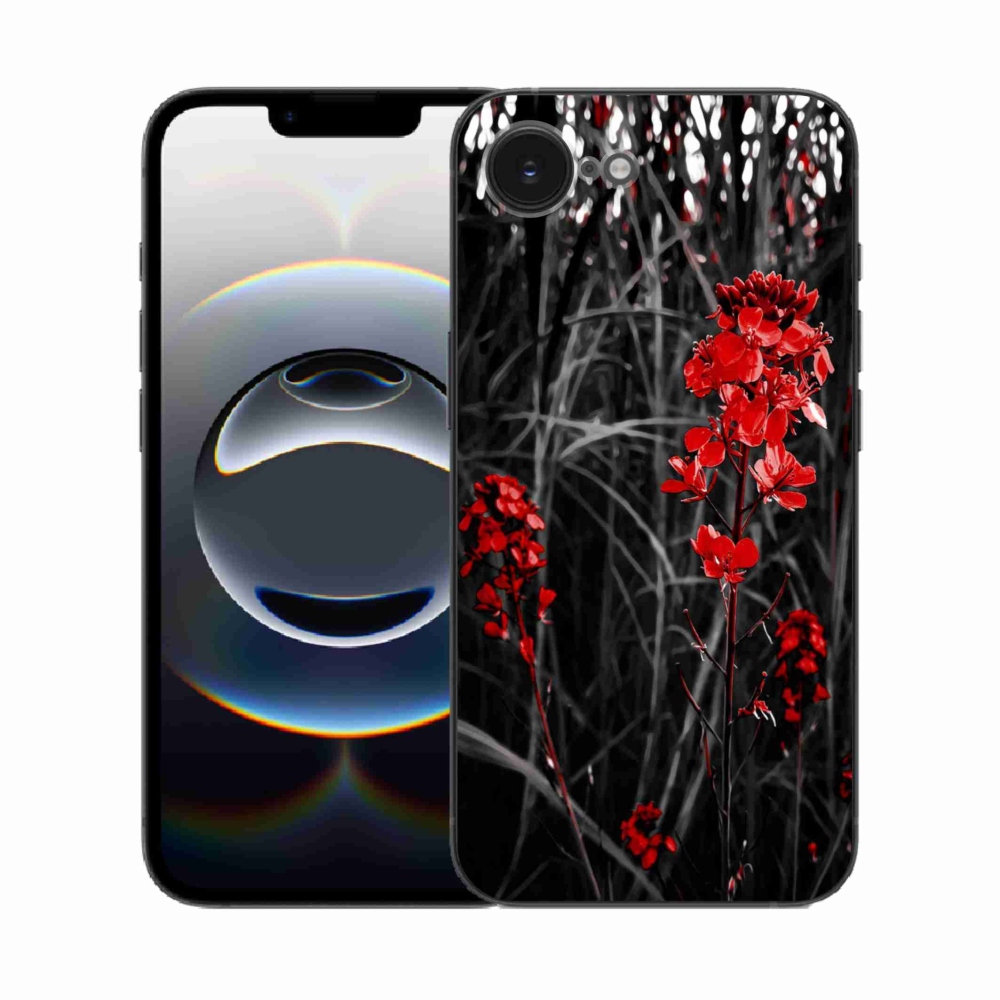 Zselés borítás mmCase iPhone 16e készülékhez - piros növény