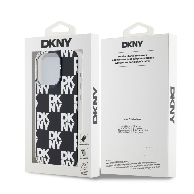 DKNY PC/TPU kockás mintás hátsó borító iPhone 15 Pro-hoz Fekete