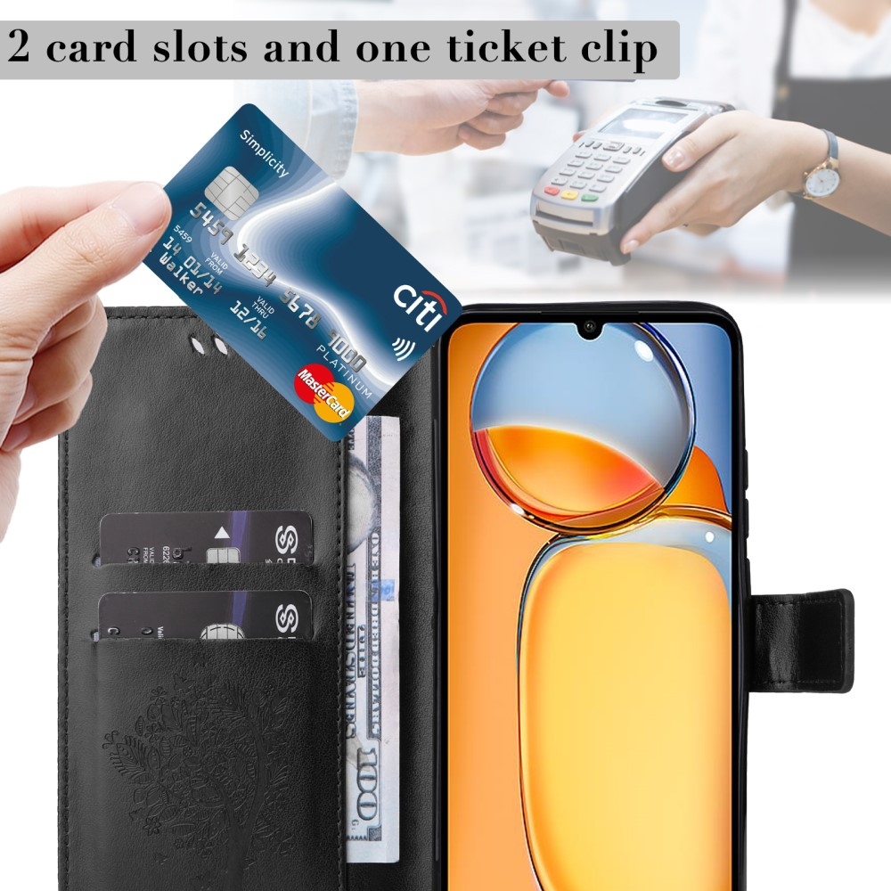 Fák könyvtáska Xiaomi Poco C65/Redmi 13C - fekete