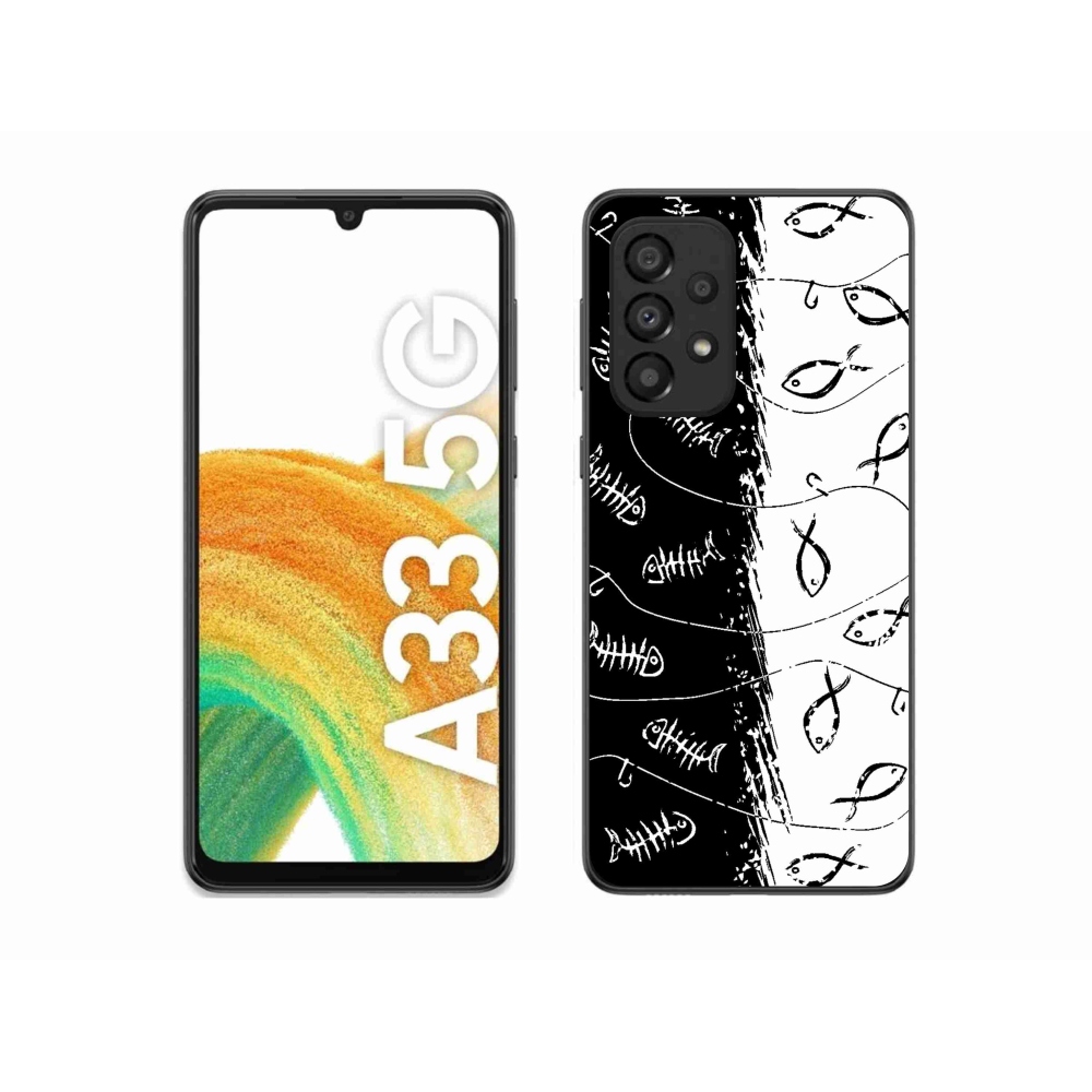 Gél borító mmCase Samsung Galaxy A33 5G - csontvázak és halak számára