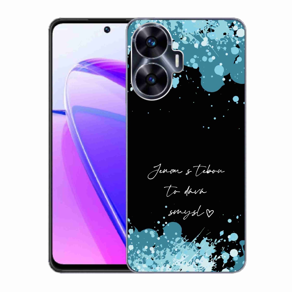 Gél borító mmCase a Realme C55 készülékhez - szerelmes szöveg fekete háttérrel