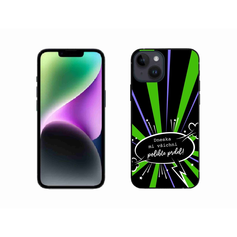 Gél borító mmCase iPhone 14 készülékhez - vicces szöveg 15 fekete háttér