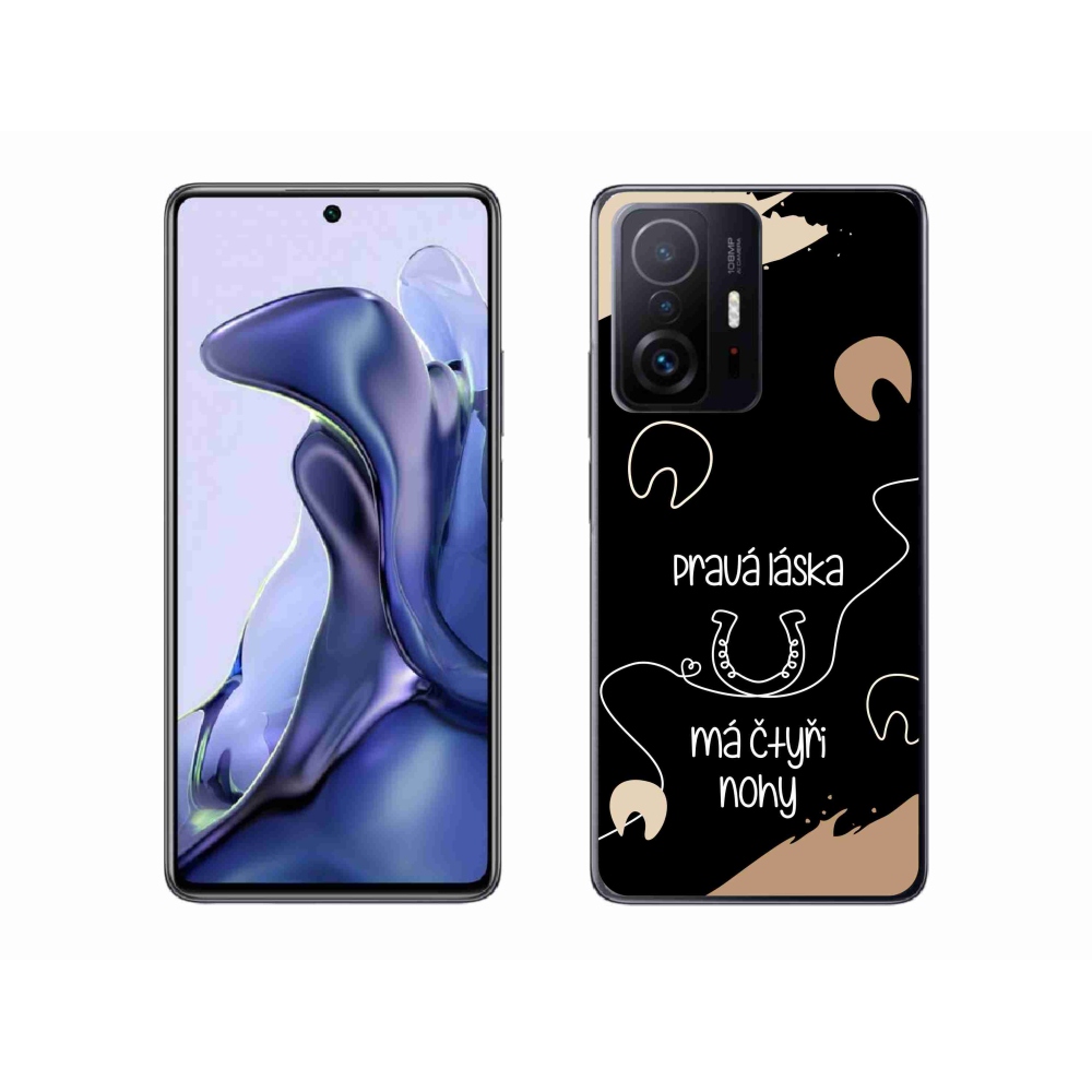Gél borítás mmCase a Xiaomi 11T-hez - ló motívum fekete háttérrel