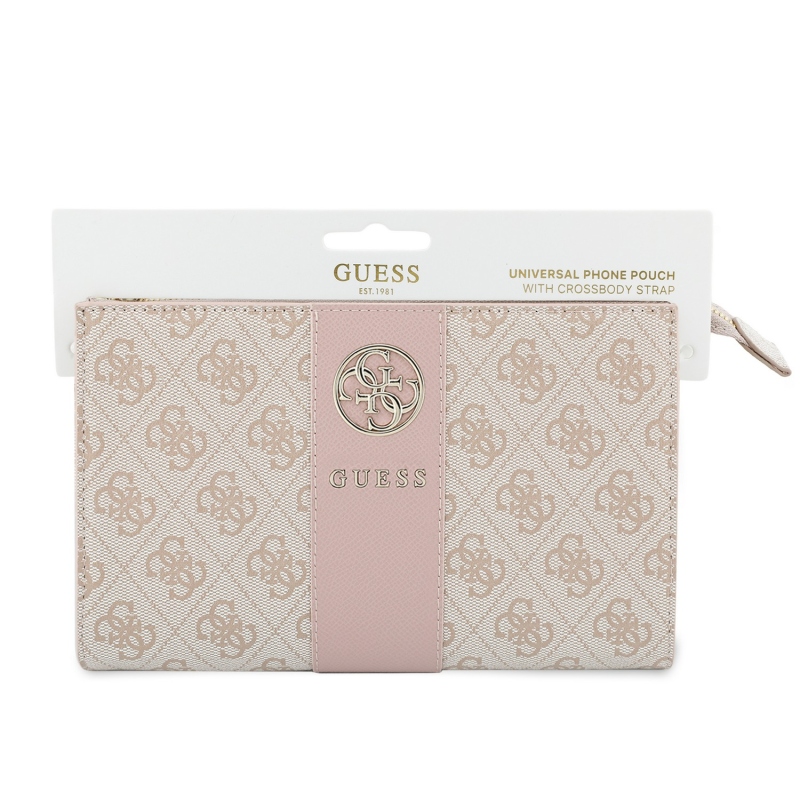 Guess PU 4G Stripe Metal Logo mobiltelefon-táska, rózsaszín