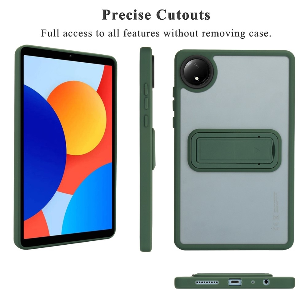 Skiny zselés tok kemény hátlappal és flip állvánnyal Xiaomi Redmi Pad SE 8.7-hez - zöld színű