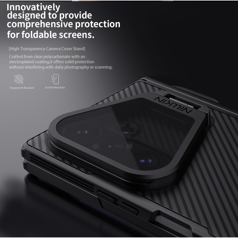 Nillkin CamShield Prop mágneses tolltartóval (átlátszó lencse) hátsó tok a Samsung Galaxy Z Fold 8-hoz, Ultra Black
