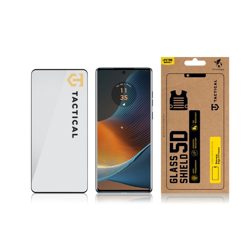 Taktikai üvegpajzs 5D üveg a Motorola Edge 50 Fusion fekete készülékhez
