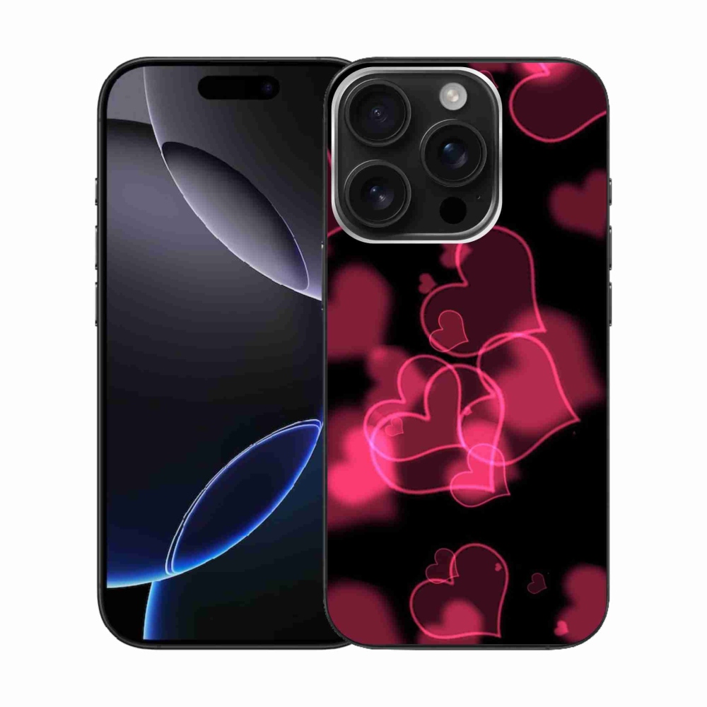 Zselés borítás mmCase iPhone 16 Pro készülékhez - piros szívek