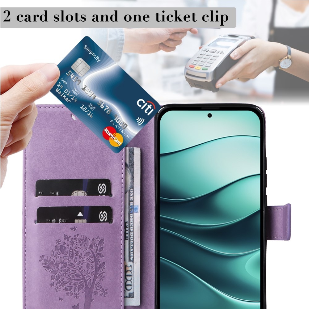 Fák könyve tok Xiaomi Redmi Note 14 5G - világos lila