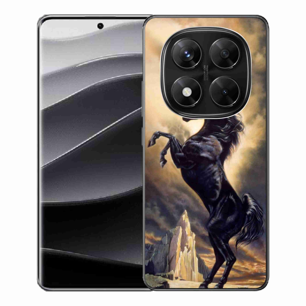Gél borítás mmCase a Xiaomi Redmi Note 14 Pro 5G/Poco X7 5G számára - fekete rajzfilm ló