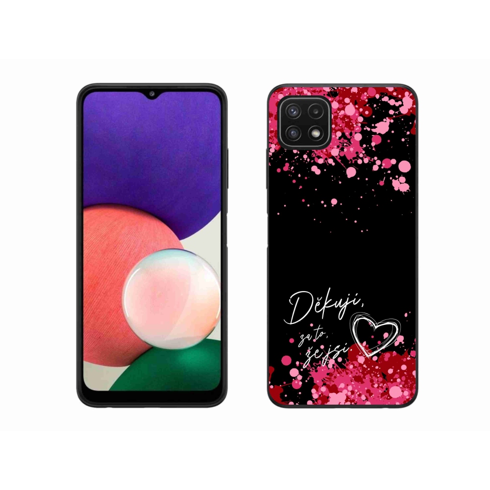 Gél borító mmCase Samsung Galaxy A22 5G - text in love 2 fekete háttér