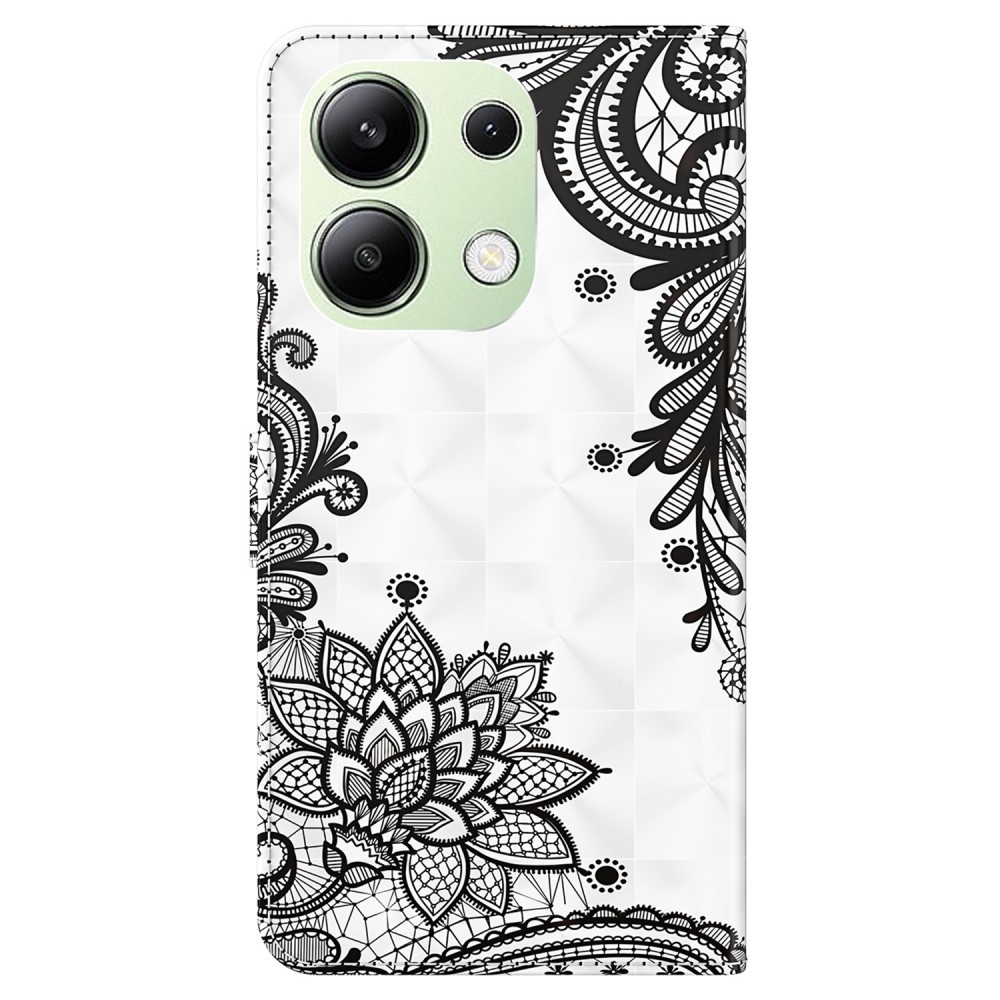 Nyomtatott könyv tok Xiaomi Redmi Note 13-hoz - csipke virág