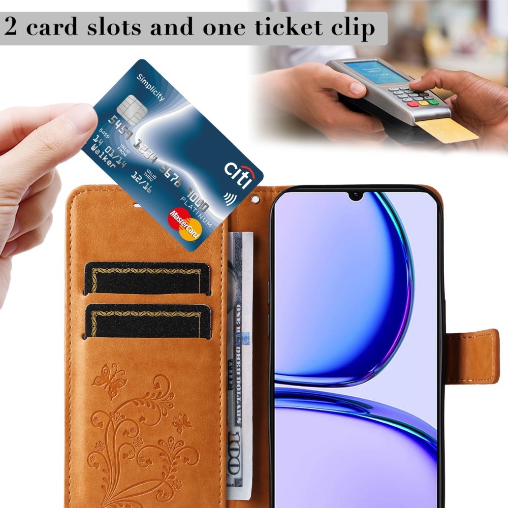 Nagy pillangó könyvtáska Realme C51/C53 készülékhez - sárga