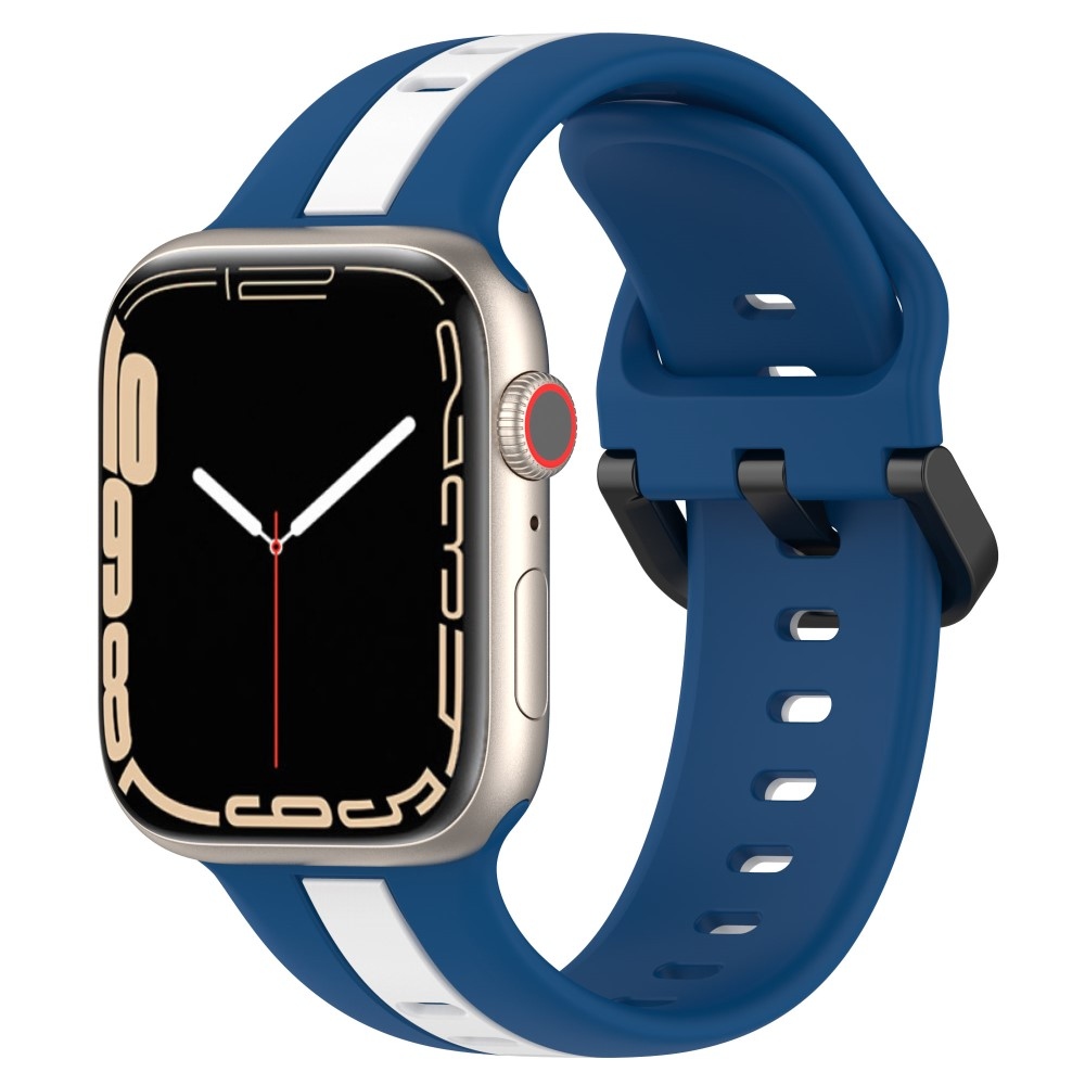 Szíj szilikon szíj Apple Watch Ultra/Ultra 2 49mm/SE/SE 2022/2023 44mm/9/8/7 45mm/6/5/4 44mm/3/2/1 42 mm - kék/fehér