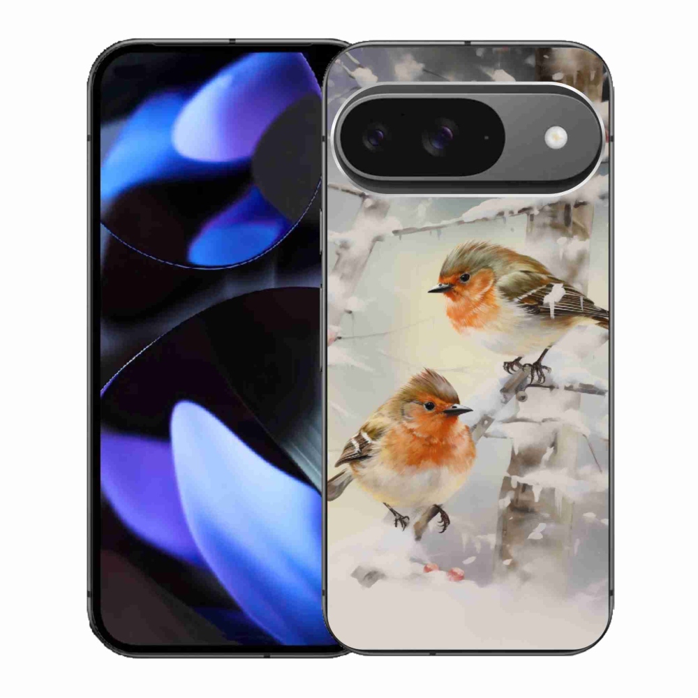 Zselés borítás mmCase a Google Pixel 9/9 Pro számára - madarak télen