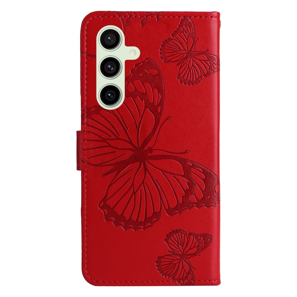 Nagy pillangó könyv tok Samsung Galaxy S24 FE készülékhez - piros