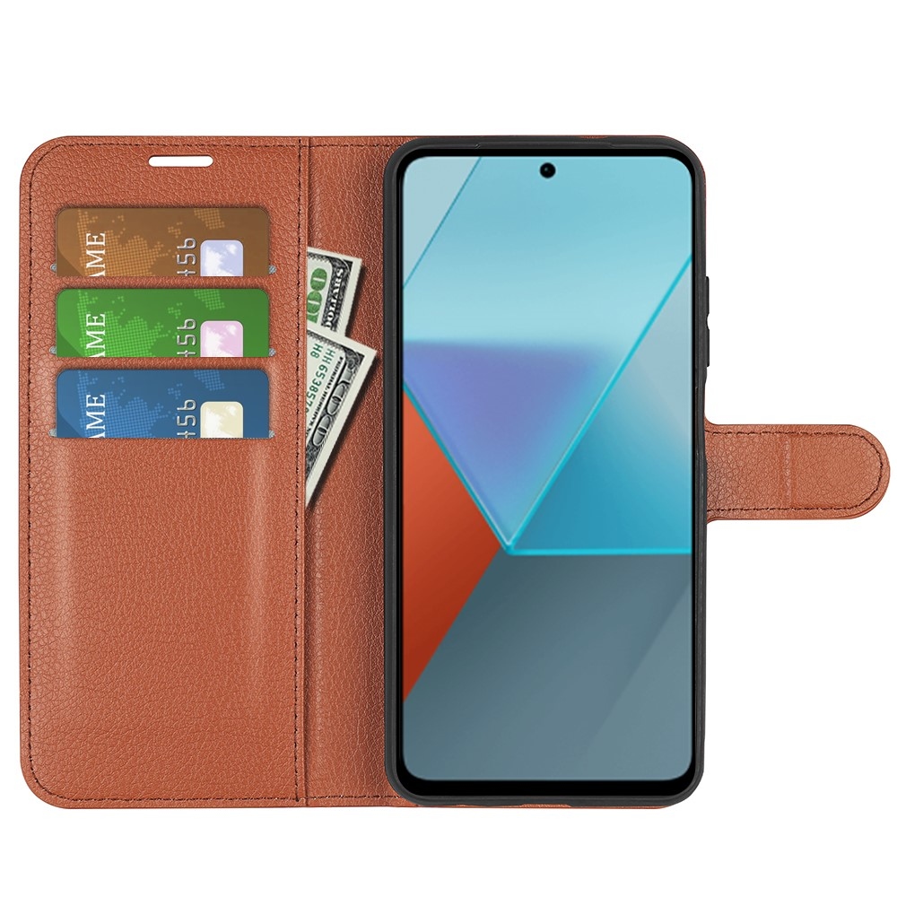 Litchi könyv tok Xiaomi Redmi Note 13 Pro 5G/Poco X6 5G - barna színben