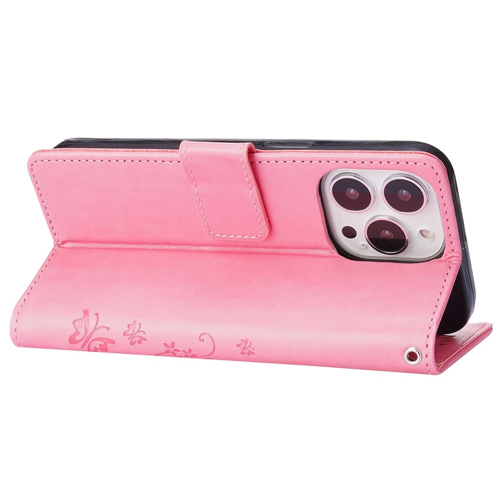 Virágok könyv tok iPhone 15 Pro készülékhez - rózsaszín