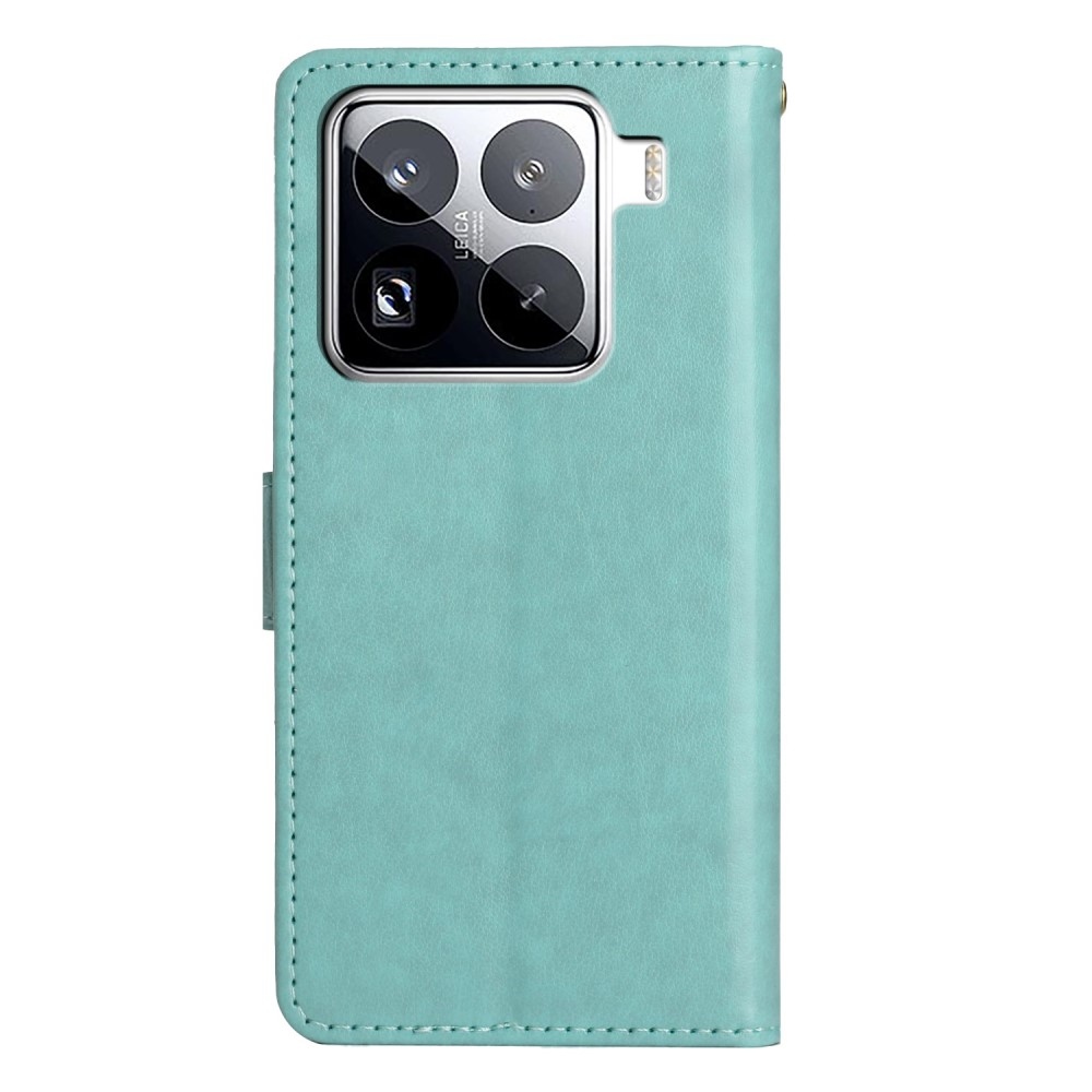 Virágok könyv tok Xiaomi 15 Pro-hoz - teal - teal
