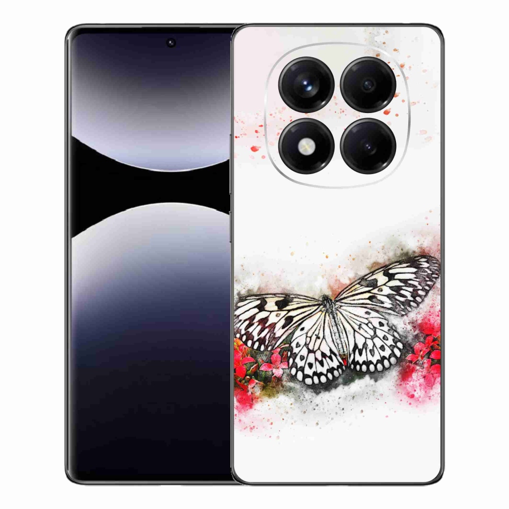 Gél borítás mmCase a Xiaomi Redmi Note 14 Pro számára - fekete és fehér pillangó