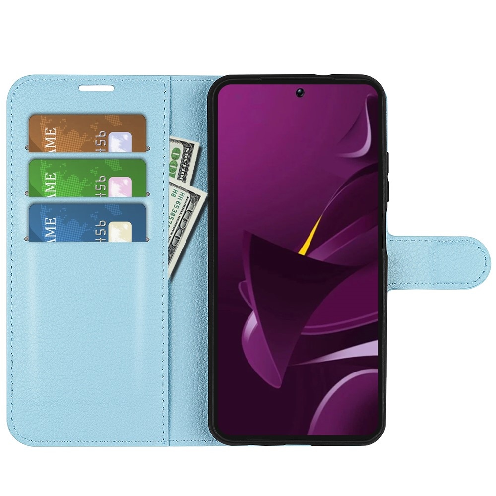 Litchi könyv tok a Xiaomi Poco M7 Pro 5G-hez - kék