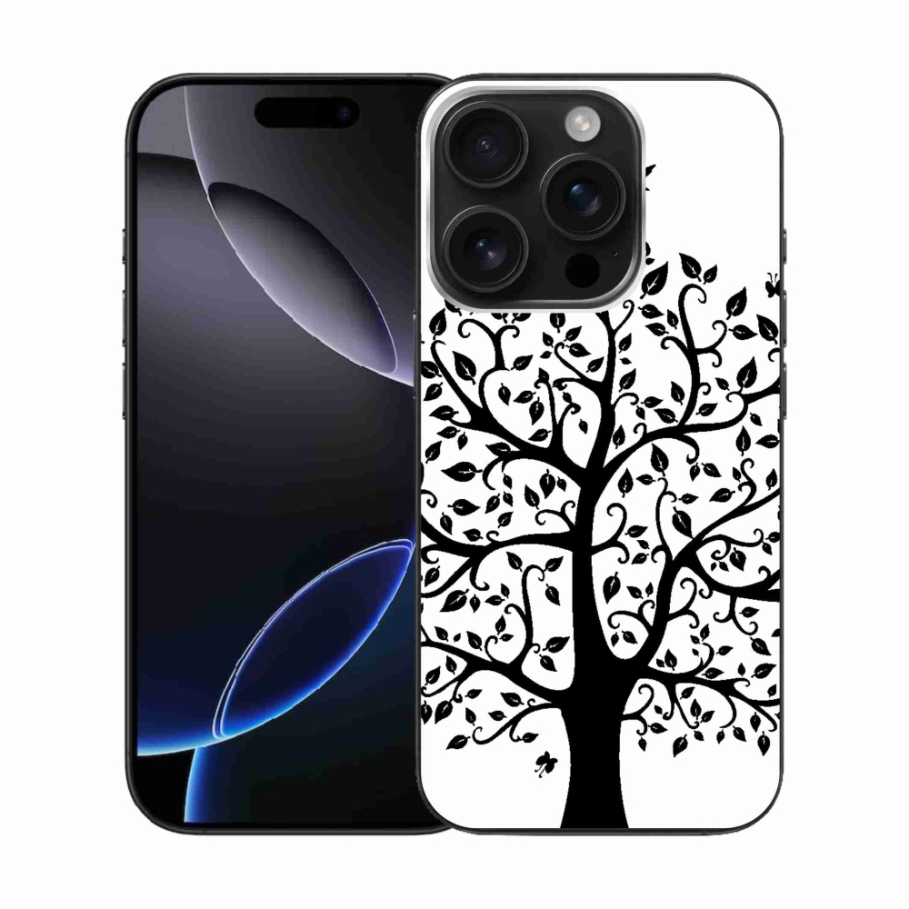 Zselés borítás mmCase iPhone 16 Pro készülékhez - fekete-fehér fa