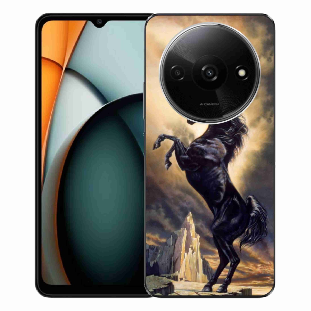 Gél borító mmCase a Xiaomi Redmi A3-hoz - fekete rajzfilm ló