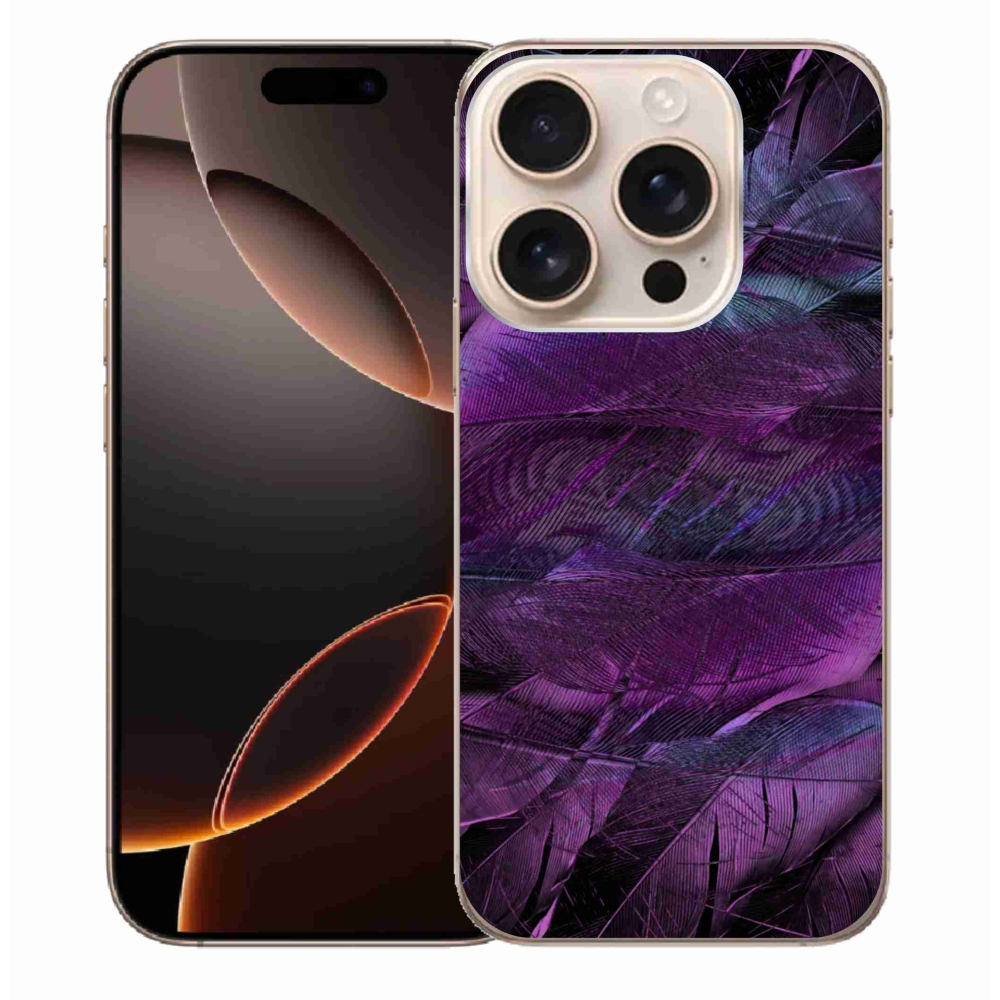 Zselés borítás mmCase iPhone 16 Pro Max készülékhez - lila tollak
