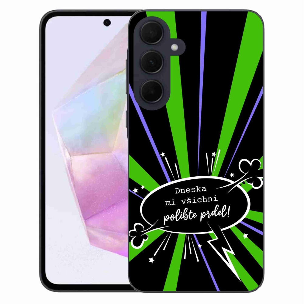 Gél borító mmCase Samsung Galaxy A35 5G - vicces szöveg 15 fekete háttérrel