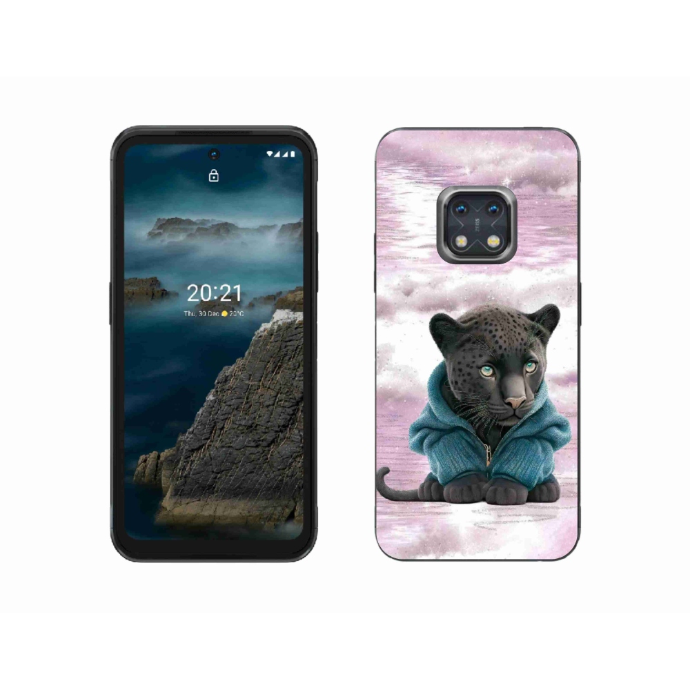 Zselés borítás mmCase a Nokia XR20 készülékhez - fekete párduc pulóverben