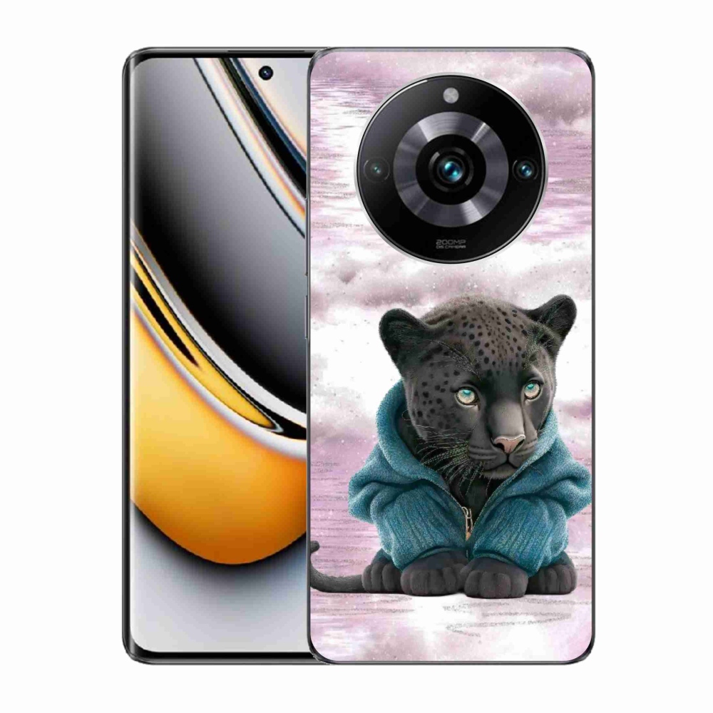 Gél borítás mmCase a Realme 11 Pro/11 Pro+ készülékhez - fekete párduc pulóverben