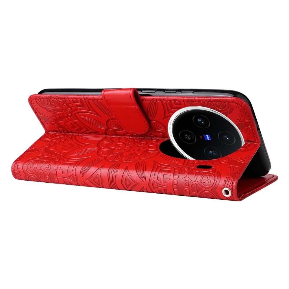 Napraforgó könyv tok a Vivo X200 5G-hez - piros